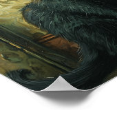 ヴィンテージビクトリアンフェアリー&ブラックキャット・イン・ザ・ロア ポスター (角)