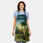 ヴィンテージビクトリアンフォークアート、ノアの箱舟by Hidley エプロン (着用した状態)