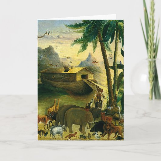 ヴィンテージビクトリアンフォークアート、ノアの箱舟by Hidley カード (正面)