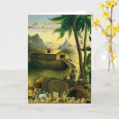 ヴィンテージビクトリアンフォークアート、ノアの箱舟by Hidley カード (黄色い花)