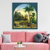 ヴィンテージビクトリアンフォークアート、ノアの箱舟by Hidley キャンバスプリント (インサイチュ (リビング))