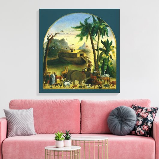 ヴィンテージビクトリアンフォークアート、ノアの箱舟by Hidley キャンバスプリント (インサイチュ (リビング))