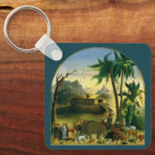 ヴィンテージビクトリアンフォークアート、ノアの箱舟by Hidley キーホルダー (正面)