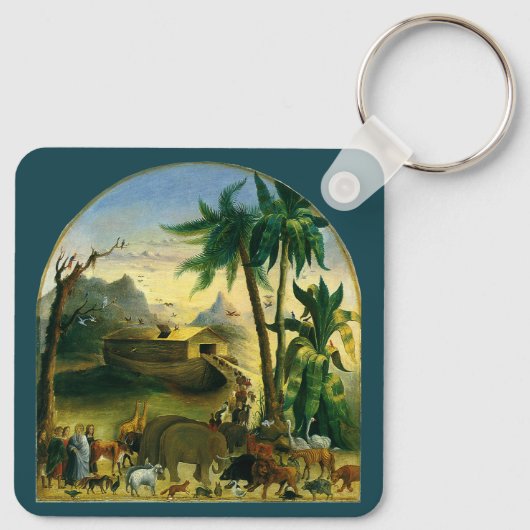 ヴィンテージビクトリアンフォークアート、ノアの箱舟by Hidley キーホルダー (裏面)