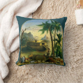 ヴィンテージビクトリアンフォークアート、ノアの箱舟by Hidley クッション (ブランケット)