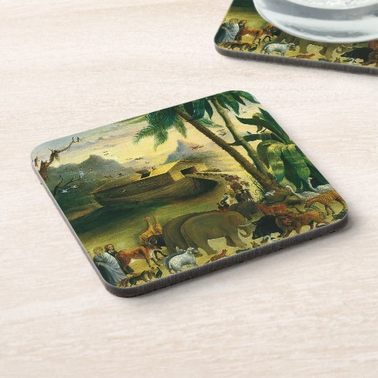 ヴィンテージビクトリアンフォークアート、ノアの箱舟by Hidley コースター (左側)