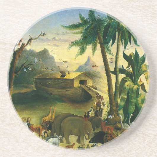 ヴィンテージビクトリアンフォークアート、ノアの箱舟by Hidley コースター (正面)