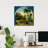 ヴィンテージビクトリアンフォークアート、ノアの箱舟by Hidley ポスター (ホームオフィス)