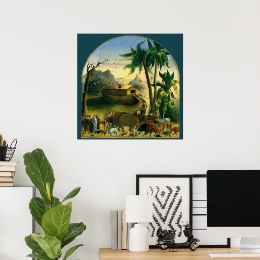 ヴィンテージビクトリアンフォークアート、ノアの箱舟by Hidley ポスター (ホームオフィス)