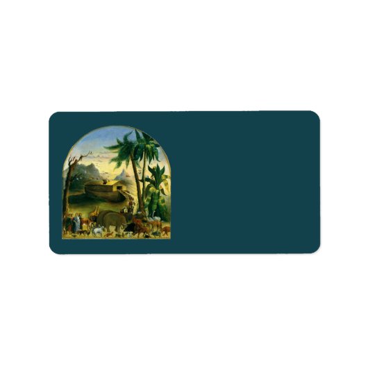 ヴィンテージビクトリアンフォークアート、ノアの箱舟by Hidley ラベル (正面)