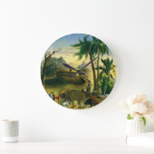 ヴィンテージビクトリアンフォークアート、ノアの箱舟by Hidley ラージ壁時計 (ホーム)