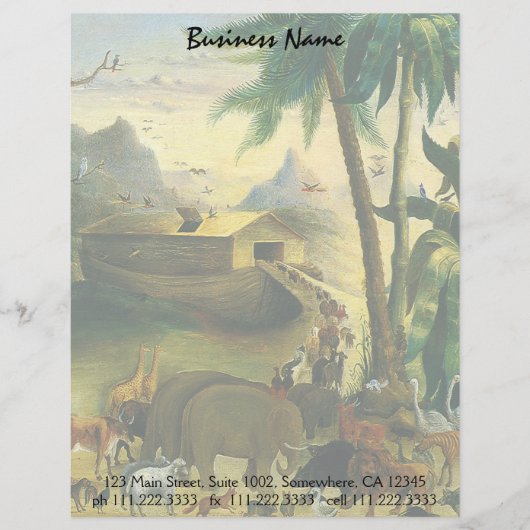 ヴィンテージビクトリアンフォークアート、ノアの箱舟by Hidley レターヘッド (正面)