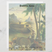 ヴィンテージビクトリアンフォークアート、ノアの箱舟by Hidley レターヘッド (正面/裏面)