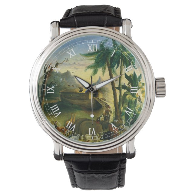 ヴィンテージビクトリアンフォークアート、ノアの箱舟by Hidley 腕時計 (正面)