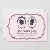 ヴィンテージビクトリアンフレームスカルハローウィンパーティ 招待状 (正面)