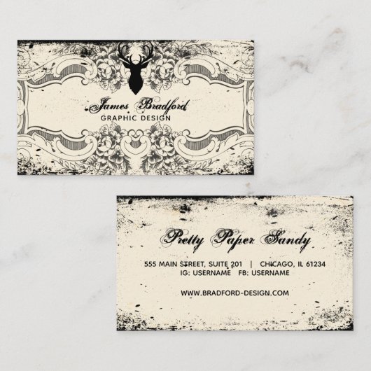 ヴィンテージビクトリアンフレームロゴ名刺 名刺 (正面/裏面)