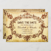 ヴィンテージビクトリアンフレーム結婚式の日付の保存 セーブザデート (正面/裏面)