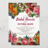 ヴィンテージビクトリアンフローラのブライダルシャワー招待 招待状 (正面/裏面)