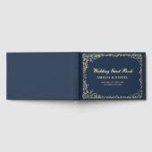 ヴィンテージビクトリアンフローラネイビーブルー金ゴールド結婚ズ ゲストブック (全面)