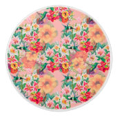 ヴィンテージビクトリアンフローラハミングバードの花 セラミックノブ (正面)