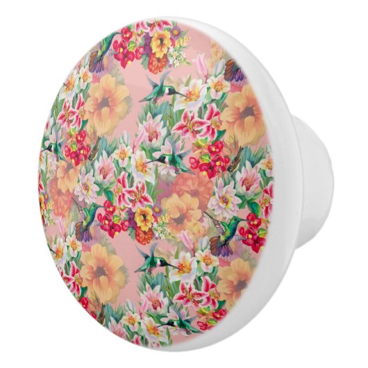 ヴィンテージビクトリアンフローラハミングバードの花 セラミックノブ (右)