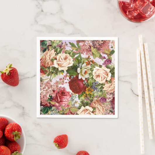 ヴィンテージビクトリアンフローラバラ スタンダードカクテルナプキン (インサイチュ)