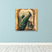 ヴィンテージビクトリアンフローラパリス孔雀 キャンバスプリント (インサイチュ (ウッドフロア))