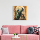 ヴィンテージビクトリアンフローラパリス孔雀 キャンバスプリント (インサイチュ (リビング))