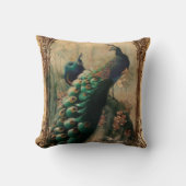 ヴィンテージビクトリアンフローラパリス孔雀 クッション (正面)