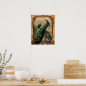 ヴィンテージビクトリアンフローラパリス孔雀 ポスター (キッチン)