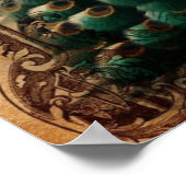 ヴィンテージビクトリアンフローラパリス孔雀 ポスター (角)