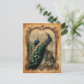 ヴィンテージビクトリアンフローラパリス孔雀 ポストカード (スタンド正面)