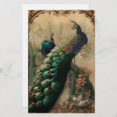 ヴィンテージビクトリアンフローラパリス孔雀 便箋 (正面/裏面)