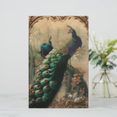 ヴィンテージビクトリアンフローラパリス孔雀 便箋 (スタンド正面)