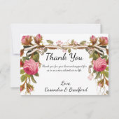 ヴィンテージビクトリアンフローラピンク結婚ロ感謝していス サンキューカード (正面)