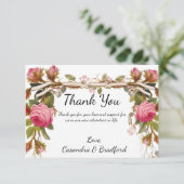 ヴィンテージビクトリアンフローラピンク結婚ロ感謝していス サンキューカード (スタンド正面)