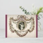 ヴィンテージビクトリアンフローラフレーム結婚式招待状 招待状 (スタンド正面)