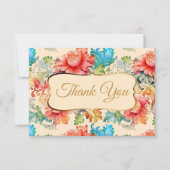 ヴィンテージビクトリアンフローラルパターンありがとう サンキューカード (正面)