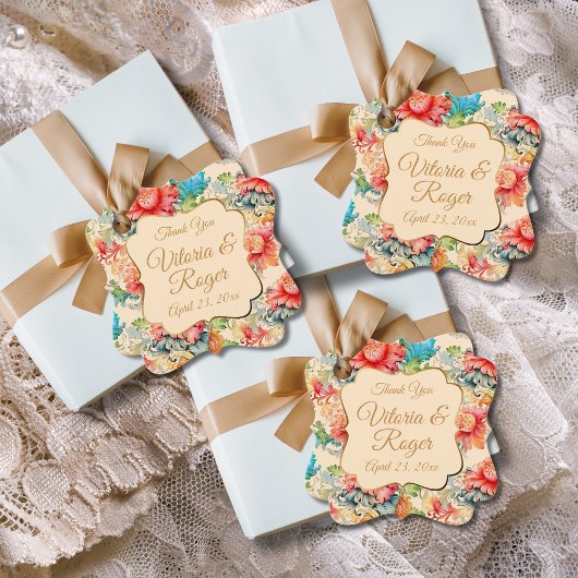 ヴィンテージビクトリアンフローラルパターンありがとう フェイバータグ