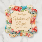 ヴィンテージビクトリアンフローラルパターンありがとう フェイバータグ (正面)