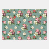 ヴィンテージビクトリアンフローラルパターンシック  ラッピングペーパーシート (正面)