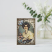 ヴィンテージビクトリアンフローラレトロなパリ女性 名刺 (スタンド正面)