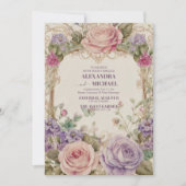 ヴィンテージビクトリアンフローラ結婚オーナメント 招待状 (正面)