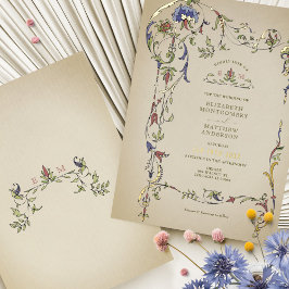 ヴィンテージビクトリアンフローラ結婚オーナメント 箔招待状