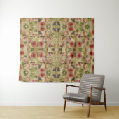 ヴィンテージビクトリアンフローラ絵画のスクリプトエフェメラ タペストリー (インサイチュ(横))