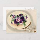 ヴィンテージビクトリアンフローラ誕生日はがき。 ポストカード (正面/裏面)