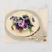 ヴィンテージビクトリアンフローラ誕生日はがき。 ポストカード (正面)