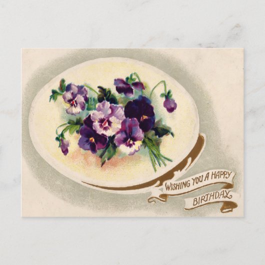 ヴィンテージビクトリアンフローラ誕生日はがき。 ポストカード (正面)