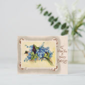 ヴィンテージビクトリアンフローラ誕生日はがき。 ポストカード (スタンド正面)