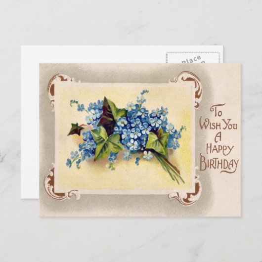 ヴィンテージビクトリアンフローラ誕生日はがき。 ポストカード (正面/裏面)